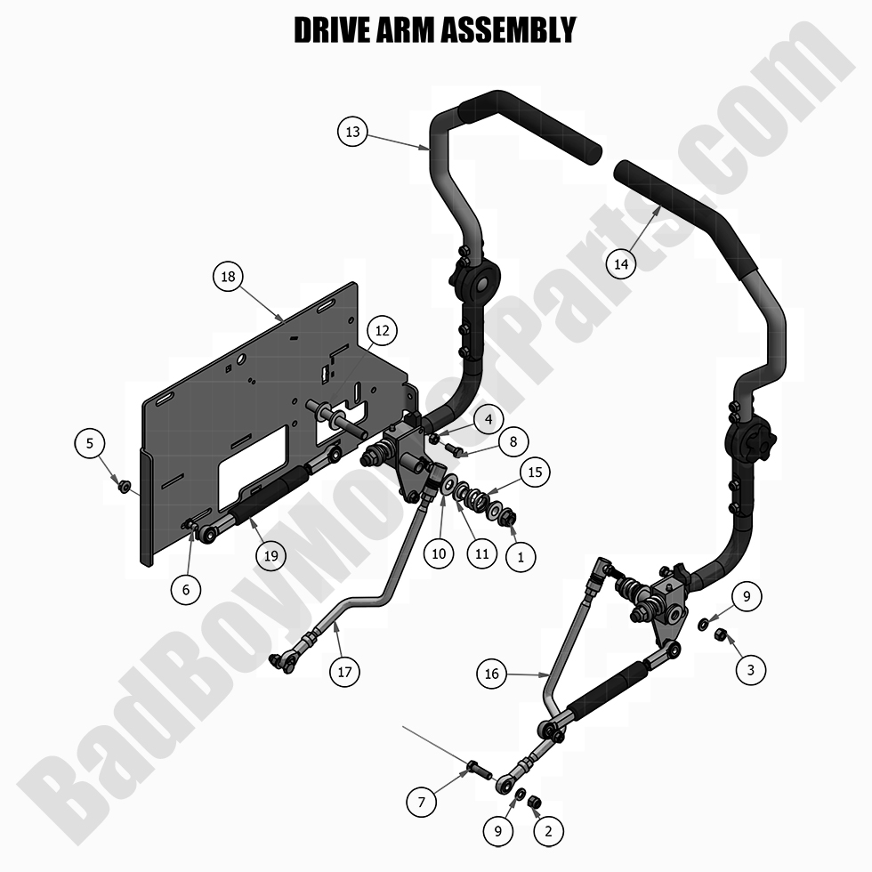 2723 - Bad Boy Mower Parts Lookup > 2021 > Compact Outlaw > Drive Arm Assembly
